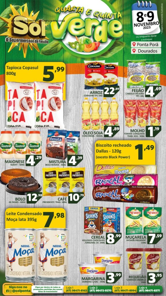 Supermercado Sol e as ofertas da quarta e quinta verde