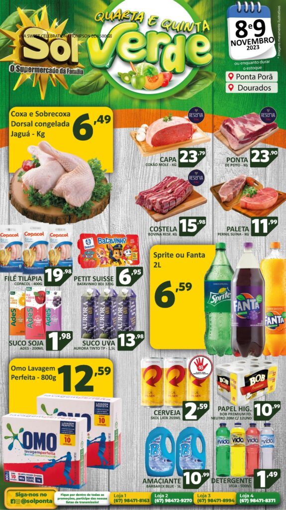 Supermercado Sol e as ofertas da quarta e quinta verde