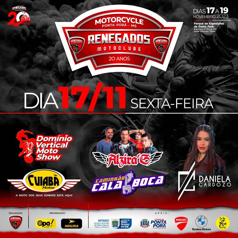 Ponta Porã: Tudo pronto para o 20º Motorcycle 2023 no Parque de Exposiões Ponta Porã: Tudo pronto para o 20º Motorcycle 2023 no Parque de Exposiões