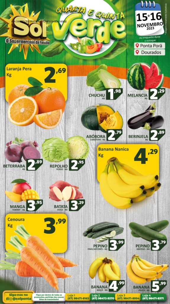 Supermercado Sol e as ofertas da quarta e quinta verde