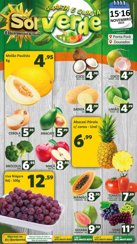 Supermercado Sol e as ofertas da quarta e quinta verde