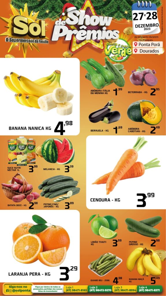 Supermercado Sol e as ofertas da quinta verde