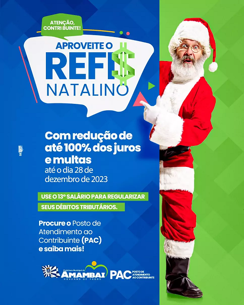 Amambai: Refis Natalino oferece 100% de desconto para contribuinte quitar suas dívidas Amambai: Refis Natalino oferece 100% de desconto para contribuinte quitar suas dívidas