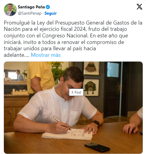 Peña promulgó el Presupuesto General de la Nación para el 2024 Peña promulgó el Presupuesto General de la Nación para el 2024