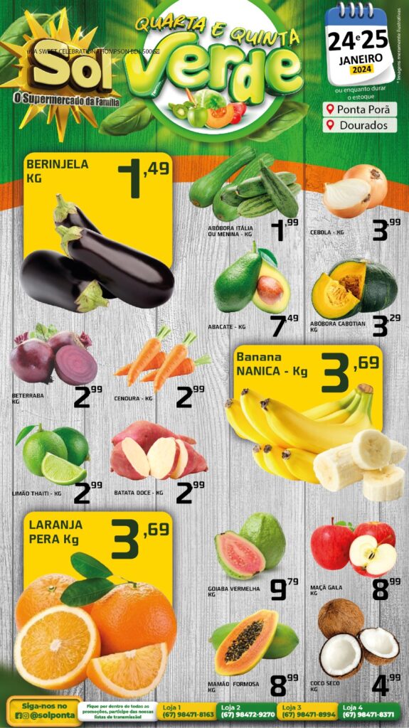 Supermercado Sol e as ofertas da quarta e quinta verde