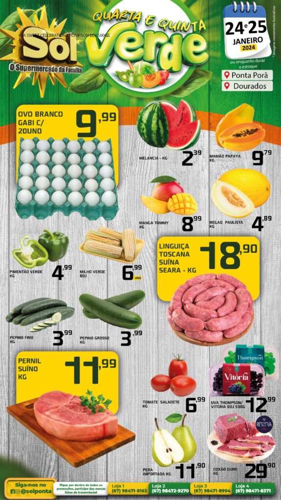 Supermercado Sol e as ofertas da quarta e quinta verde