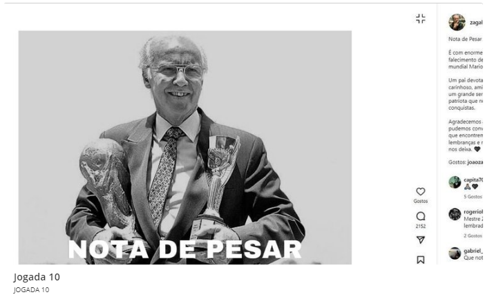 Luto: Morre Zagallo, aos 92 anos