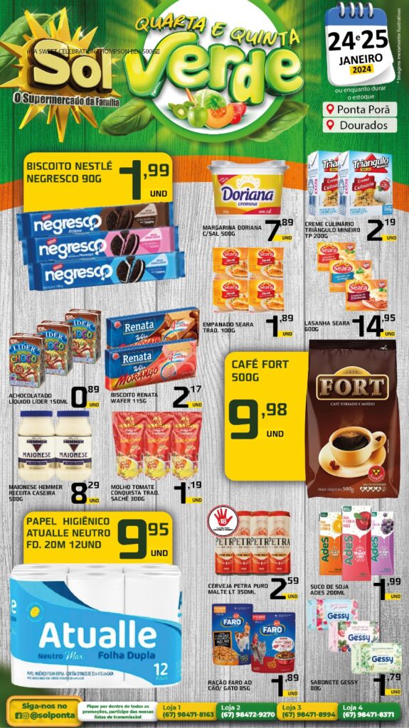 Supermercado Sol e as ofertas da quarta e quinta verde