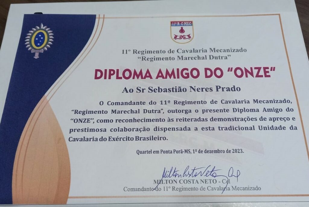 Ponta Porã: Diretor do site Pontaporainforma recebeu diploma " Amigo do Onze" Ponta Porã: Diretor do site Pontaporainforma recebeu diploma " Amigo do Onze"
