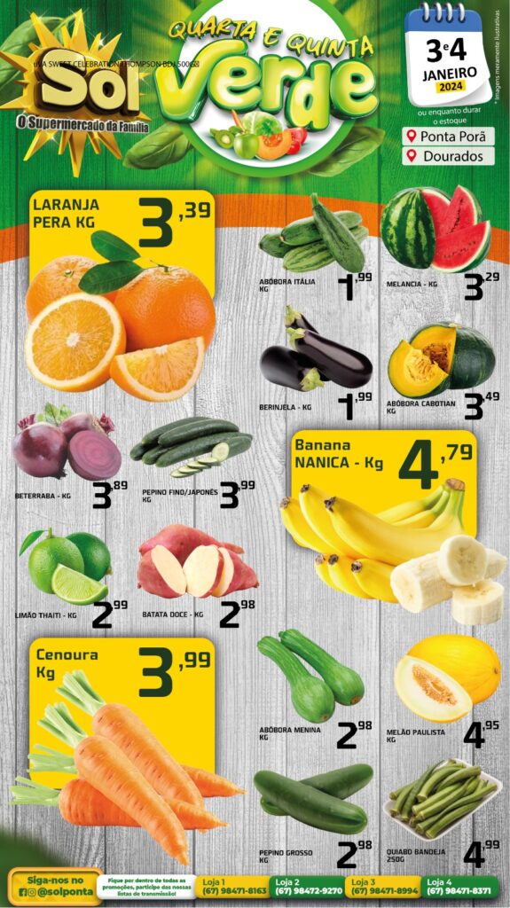 Supermercado Sol e as ofertas da quarta e quinta verde Supermercado Sol e as ofertas da quarta e quinta verde