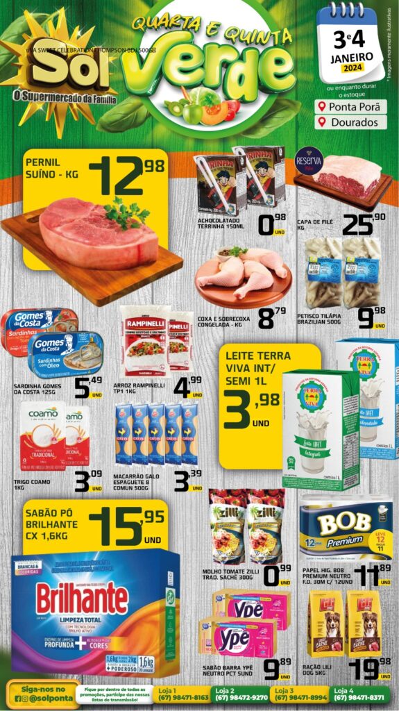 Supermercado Sol e as ofertas da quarta e quinta verde Supermercado Sol e as ofertas da quarta e quinta verde