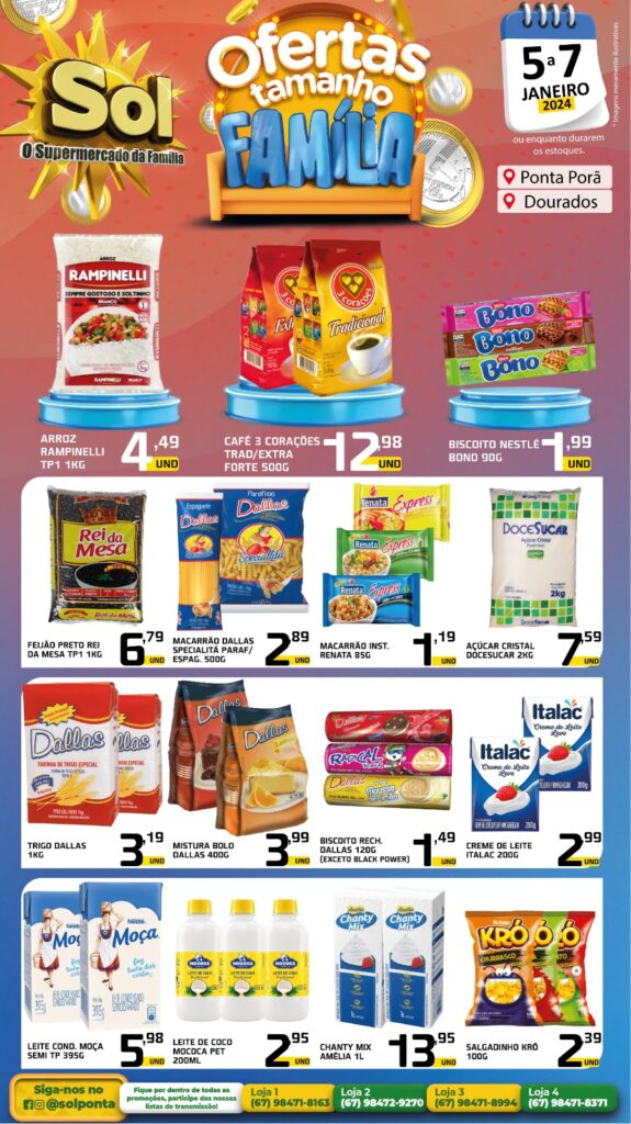 Supermercado Sol e as ofertas tamanho família
