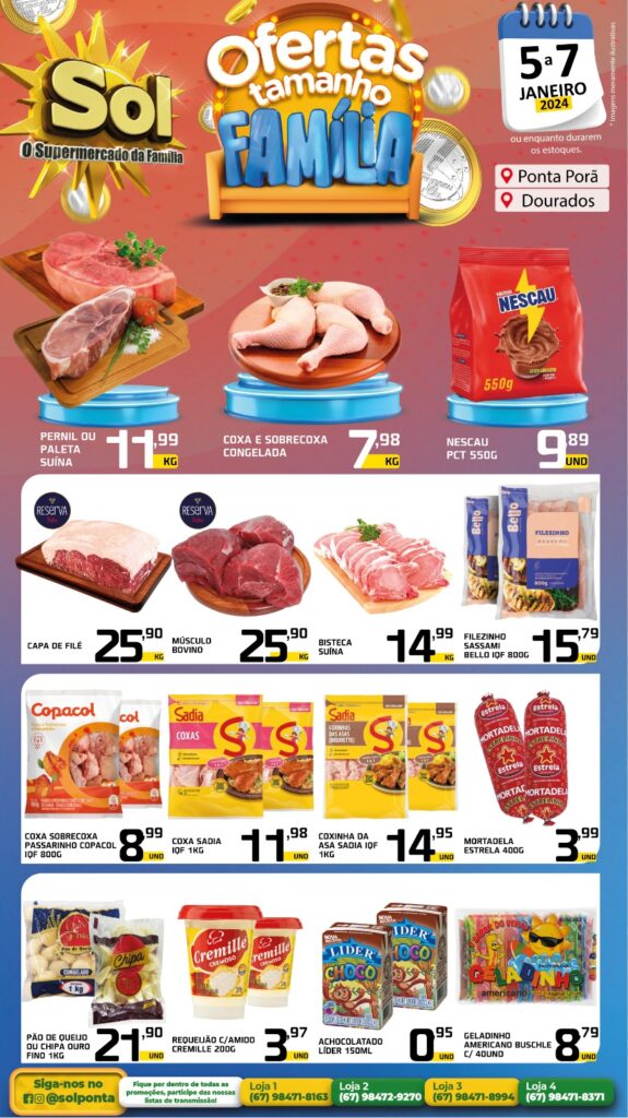 Supermercado Sol e as ofertas tamanho família