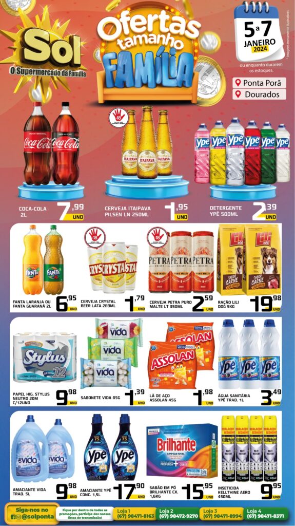 Supermercado Sol e as ofertas tamanho família