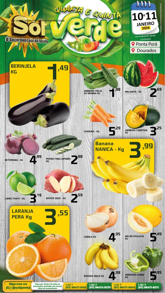 Supermercado Sol e as ofertas da quarta e quinta verde Supermercado Sol e as ofertas da quarta e quinta verde