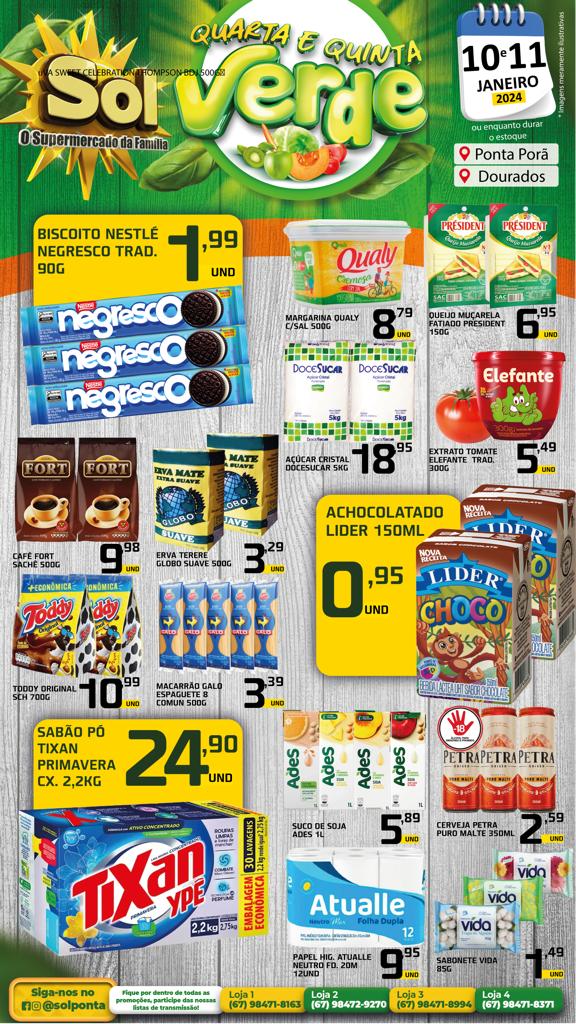 Supermercado Sol e as ofertas da quarta e quinta verde Supermercado Sol e as ofertas da quarta e quinta verde