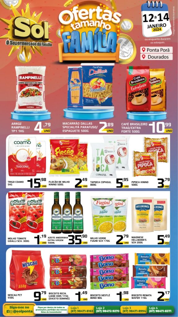 Supermercado Sol e as ofertas tamanho família