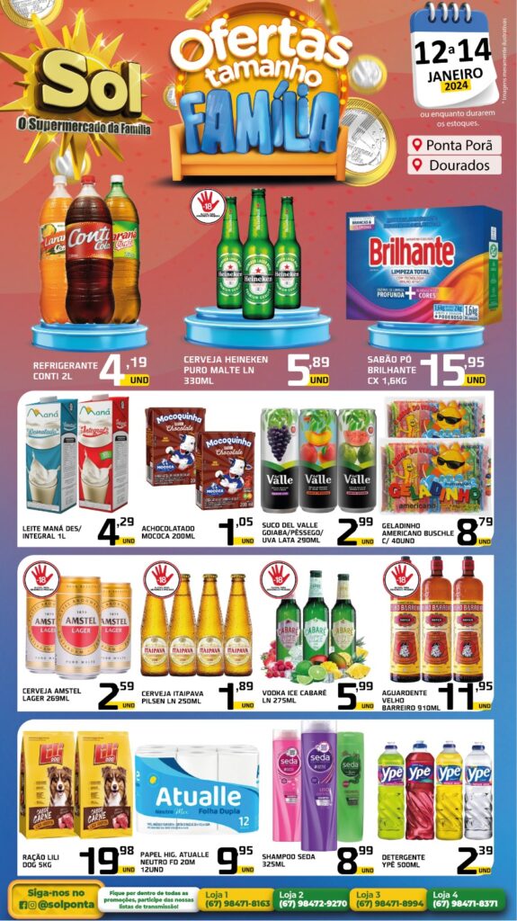 Supermercado Sol e as ofertas tamanho família