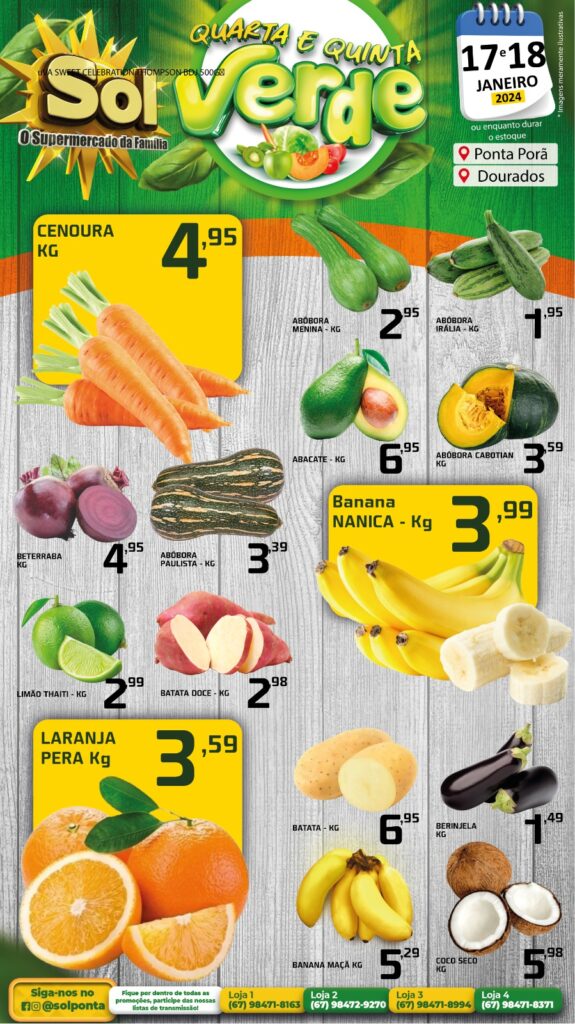 Supermercado Sol e as ofertas da quarta e quinta verde Supermercado Sol e as ofertas da quarta e quinta verde