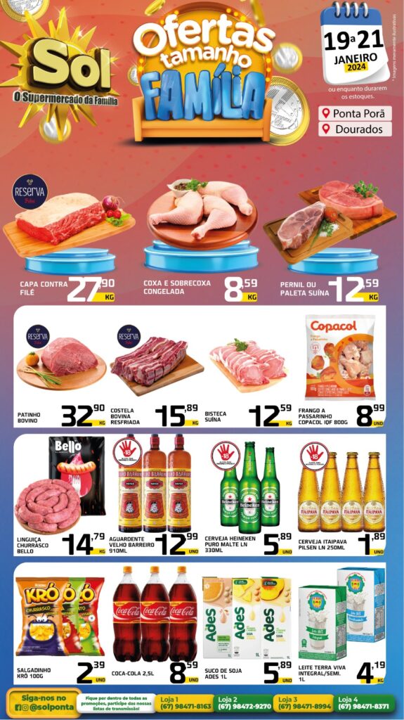 Supermercado Sol e as ofertas tamanho família