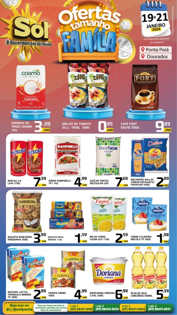 Supermercado Sol e as ofertas tamanho família