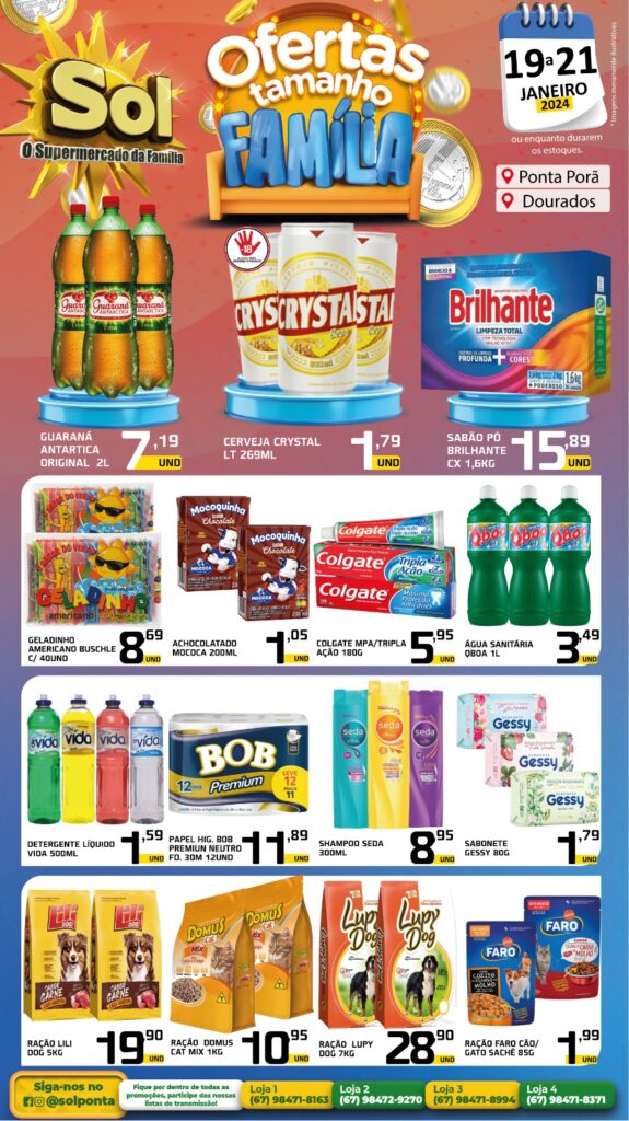 Supermercado Sol e as ofertas tamanho família