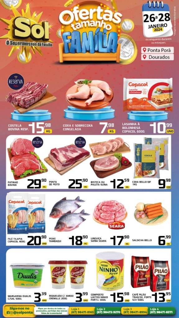 Supermercado Sol e as ofertas tamanho família