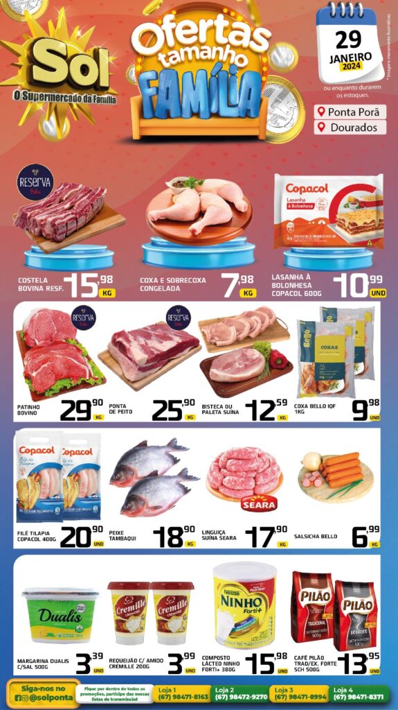 Supermercado Sol e as ofertas tamanho família Supermercado Sol e as ofertas tamanho família
