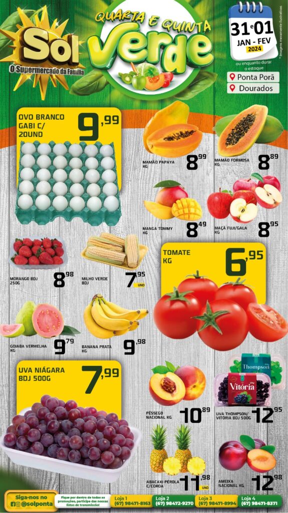 Supermercado Sol e as ofertas da quarta e quinta verde