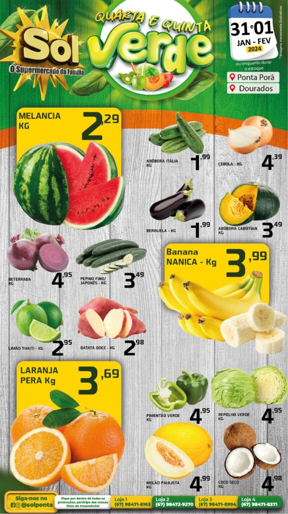 Supermercado Sol e as ofertas da quarta e quinta verde