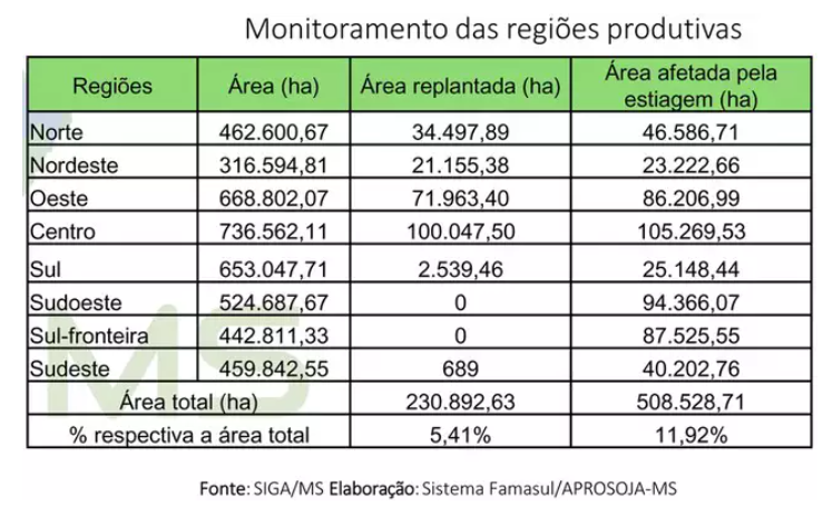Estiagem afetou 500 mil hectares de soja em MS, confirma boletim