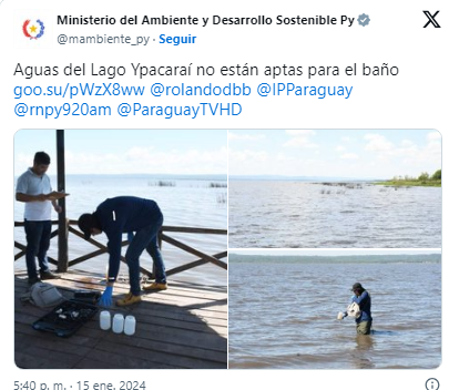 Aguas del lago Ypacaraí siguen sin ser aptas para bañistas en todas sus playas Aguas del lago Ypacaraí siguen sin ser aptas para bañistas en todas sus playas