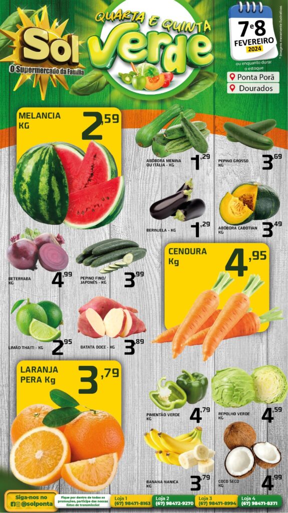 Supermercado Sol e as ofertas da quarta e quinta verde
