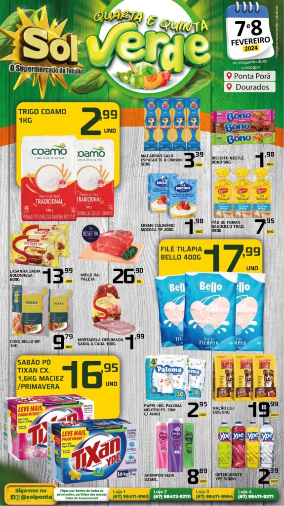 Supermercado Sol e as ofertas da quarta e quinta verde