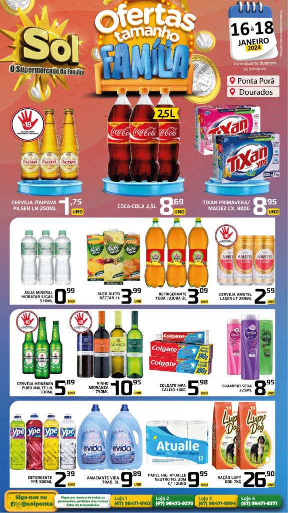 Supermercado Sol e as ofertas tamanho família