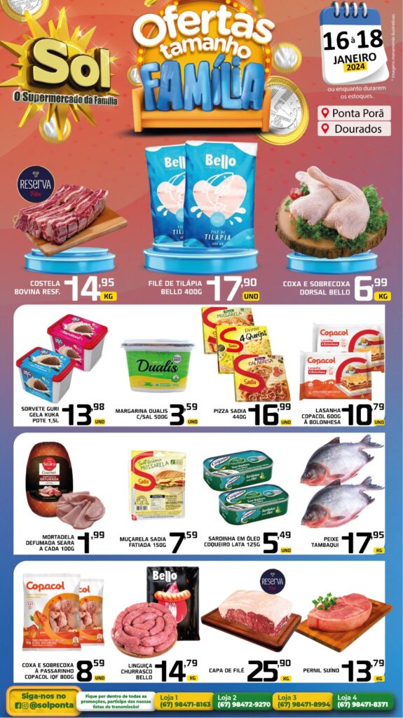 Supermercado Sol e as ofertas tamanho família