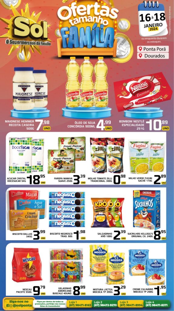 Supermercado Sol e as ofertas tamanho família