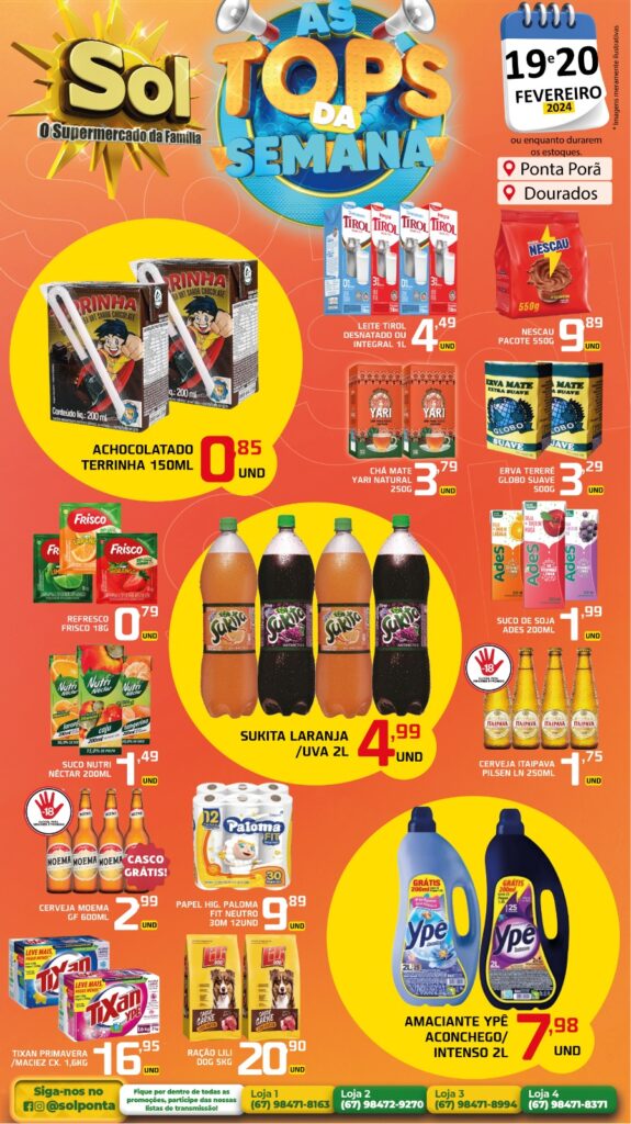 Confira as Ofertas Top da Semana do Supermercado Sol