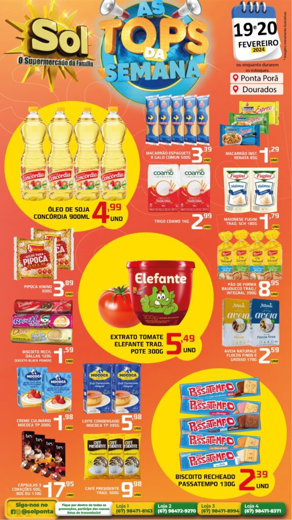 Confira as Ofertas Top da Semana do Supermercado Sol