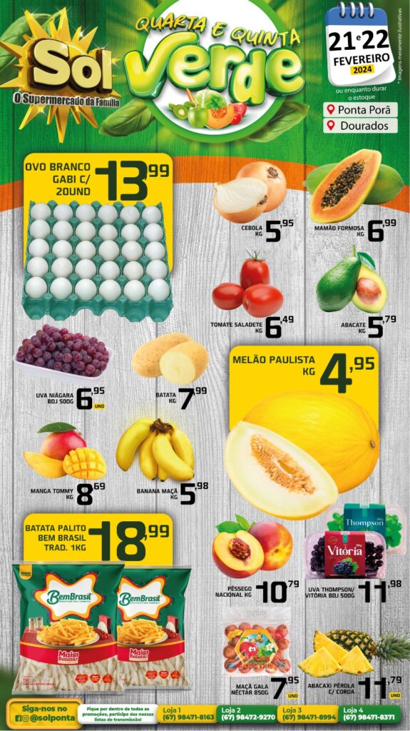 Supermercado Sol e as ofertas da quarta e quinta verde