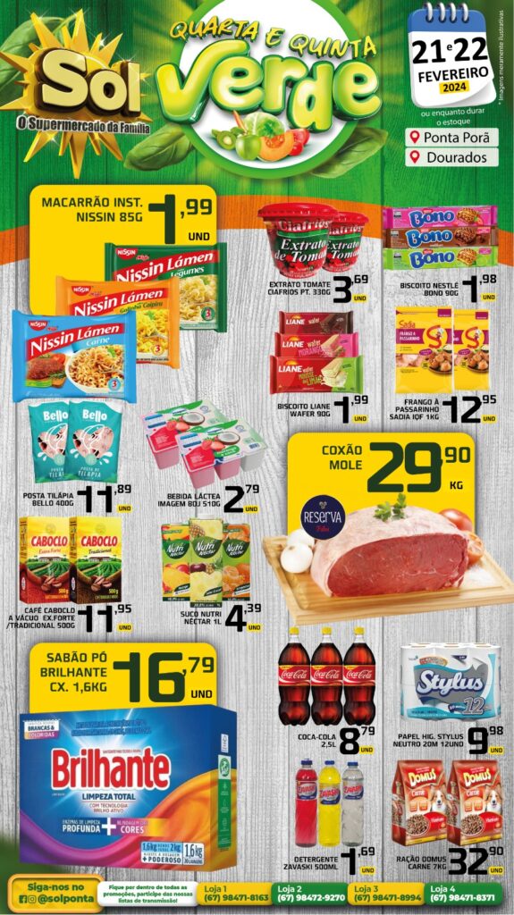 Supermercado Sol e as ofertas da quarta e quinta verde