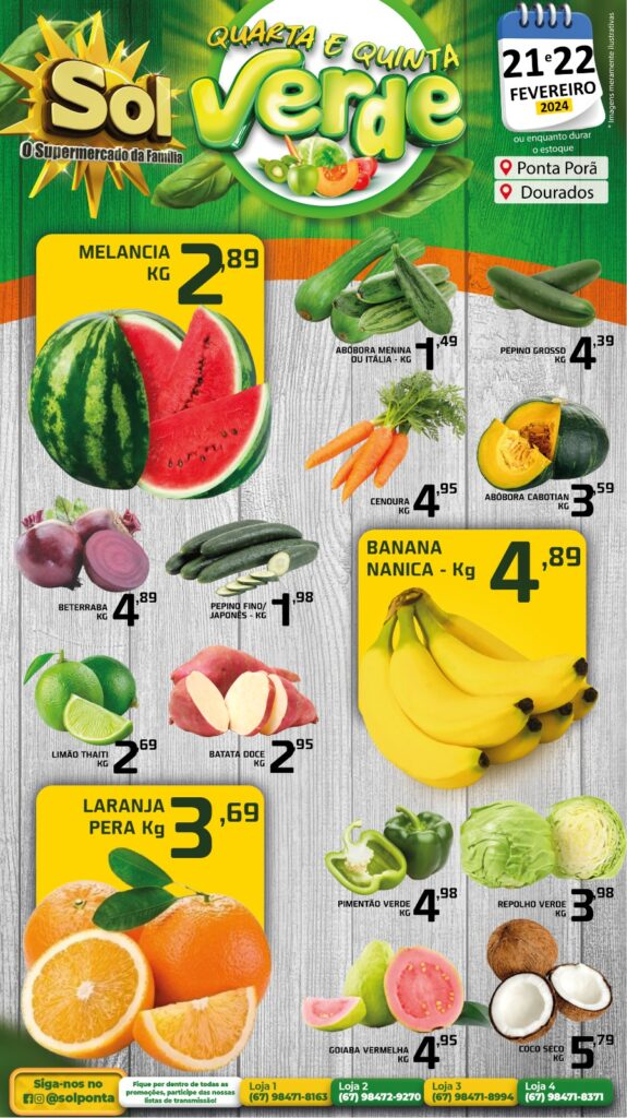 Supermercado Sol e as ofertas da quarta e quinta verde
