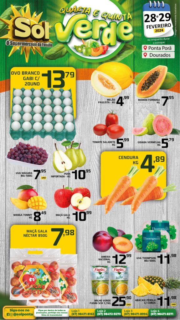 Supermercado Sol e as ofertas da quarta e quinta verde Supermercado Sol e as ofertas da quarta e quinta verde