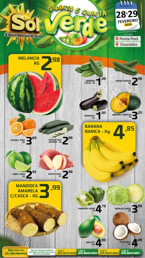 Supermercado Sol e as ofertas da quarta e quinta verde Supermercado Sol e as ofertas da quarta e quinta verde