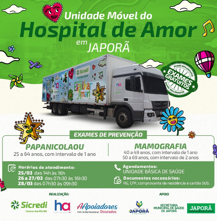 Carreta do Hospital do Amor estará em Japorã no mês de março