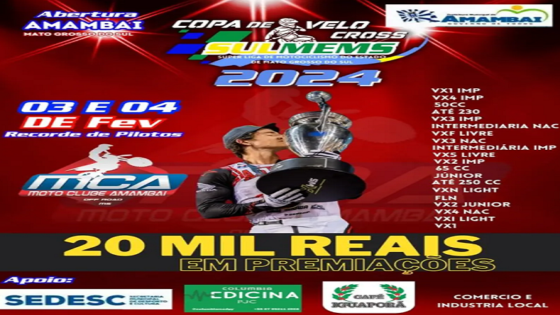 Amambai: Copa Conesul de Velocross 2024 começa neste domingo Amambai: Copa Conesul de Velocross 2024 começa neste domingo