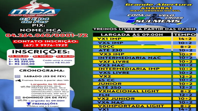 Amambai: Copa Conesul de Velocross 2024 começa neste domingo Amambai: Copa Conesul de Velocross 2024 começa neste domingo
