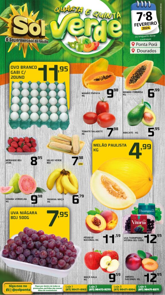Supermercado Sol e as ofertas da quarta e quinta verde
