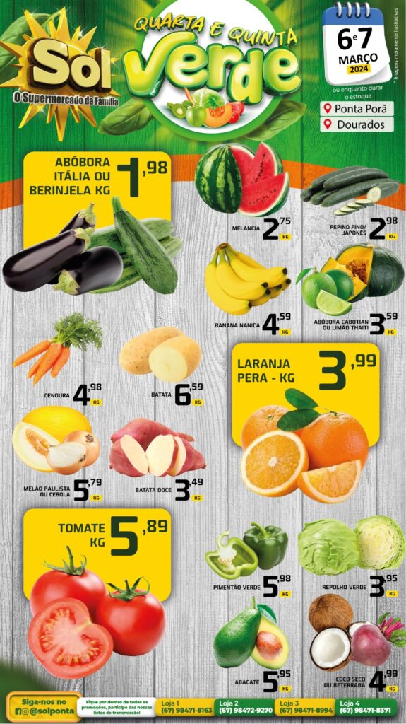 Supermercado Sol e as ofertas da quarta e quinta verde