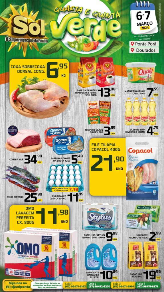 Supermercado Sol e as ofertas da quarta e quinta verde